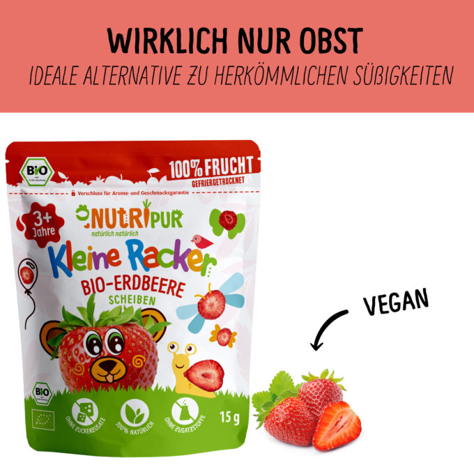 Gefriergetrocknete Früchte BIO, Kleine Racker Erdbeere – Bild 5
