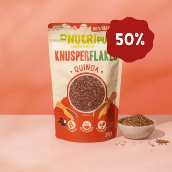Hier ist ein Produktbild der Quinoa-Knusperflakes von Nutripur. Jetzt mit 50% Rabatt