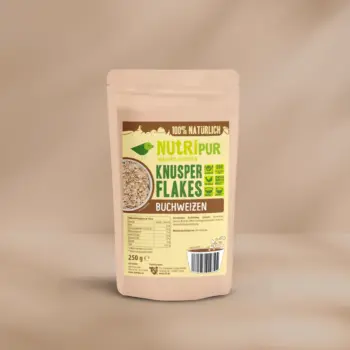 Hier ist ein Produktbild der Buchweizen-Knusperflakes von Nutripur