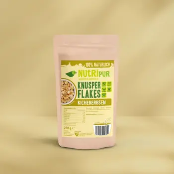 Hier ist ein Produktbild der Kichererbsen-Knusperflakes von Nutripur