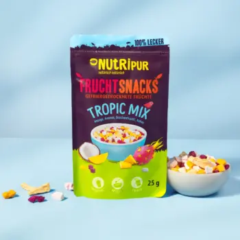 Hier ist ein Produktbild der gefriergetrockneten Fruchtmischung "Tropic Mix" von Nutripur