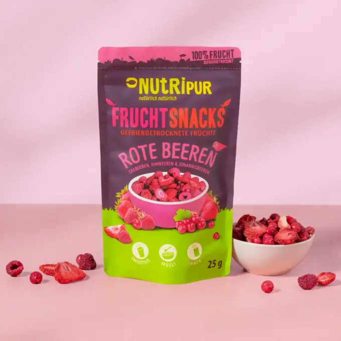 Hier ist ein Produktbild der gefriergetrockneten roten Beeren von Nutripur
