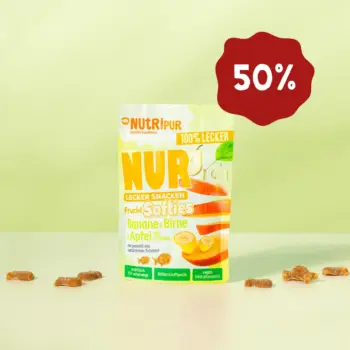 Hier ist ein Produktbild der NUR Frucht Softies Banane, Birne & Apfel mit Crispies von NutriPur. Jetzt 50 Prozent Rabatt