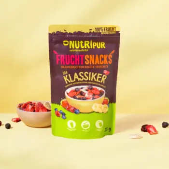 Hier ist ein Produktbild der gefriergetrockneten Fruchtmischung "Der Klassiker" von Nutripur.