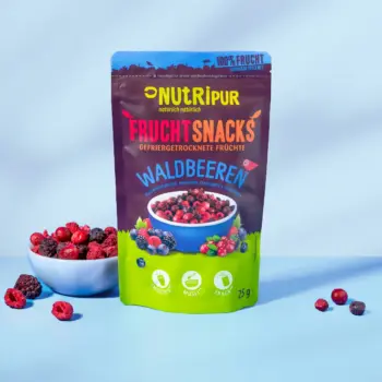 Hier ist ein Produktbild der gefriergetrockneten Waldbeeren von NutriPur.
